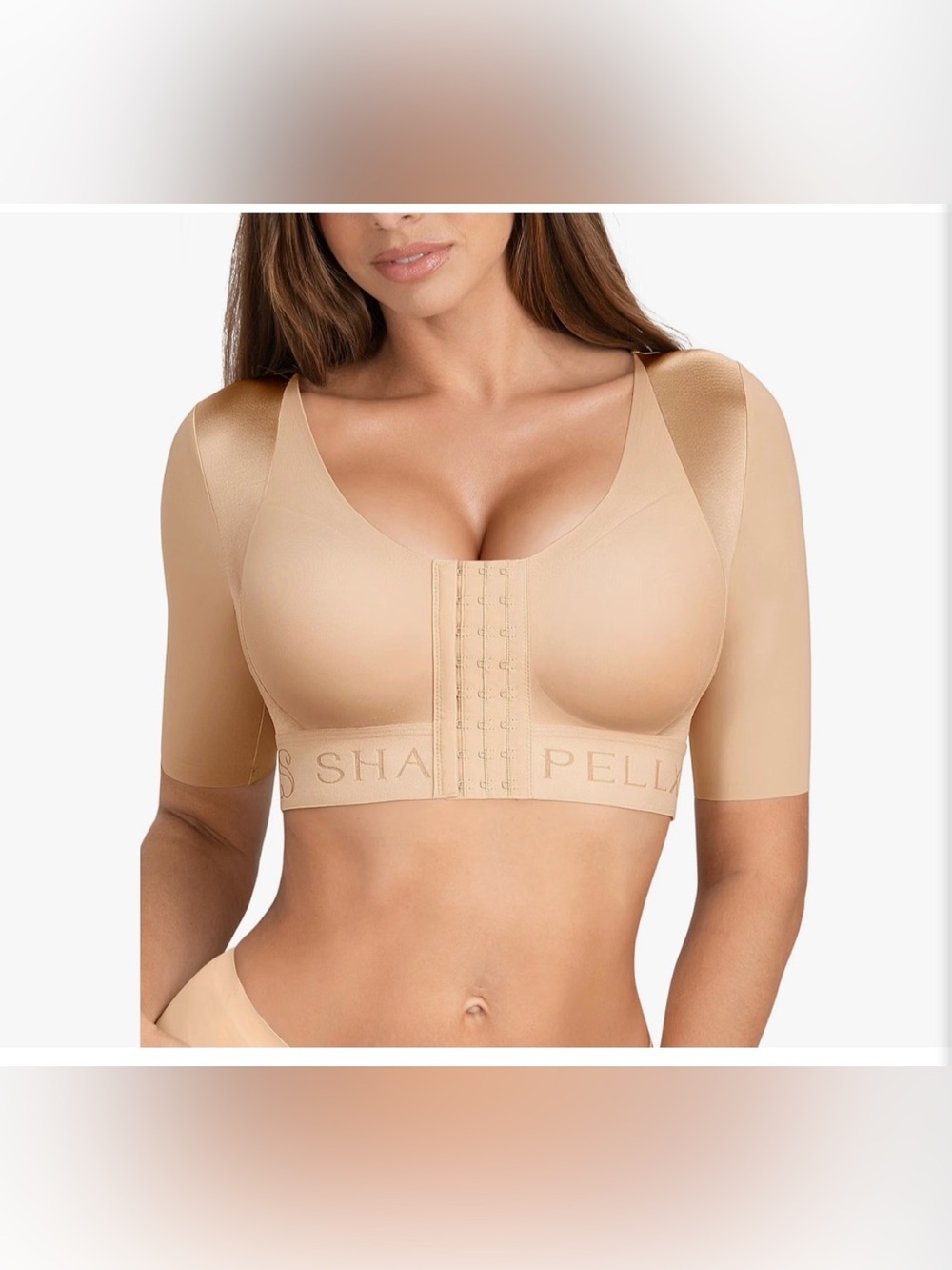 SHAPELLX Shapewear Front-Closure Arm Slimming Bra - Nude NEW LARGE